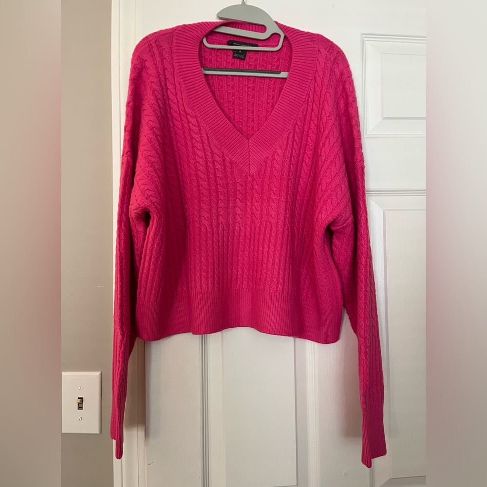 Women's Pink V-Neck Sweater